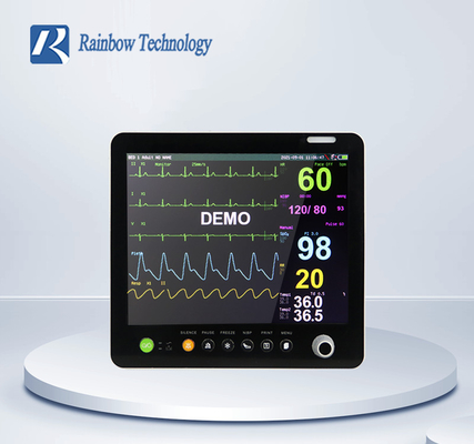 Màu TFT LCD Màn hình đa thông số di động 15 inch Màn hình dấu hiệu quan trọng của bệnh nhân