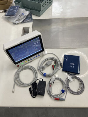 Máy theo dõi ECG y tế di động 10 inch cho phòng bệnh nhân xe cứu thương, đa thông số, chăm sóc tích cực, máy theo dõi tim mạch di động